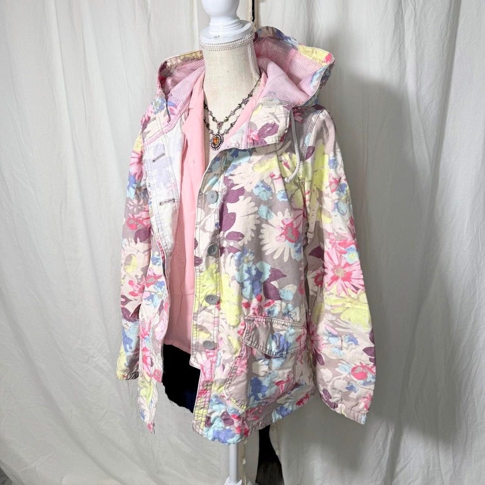 Mossimo Supply Co Floral Hooded Utility Jacket Size M
